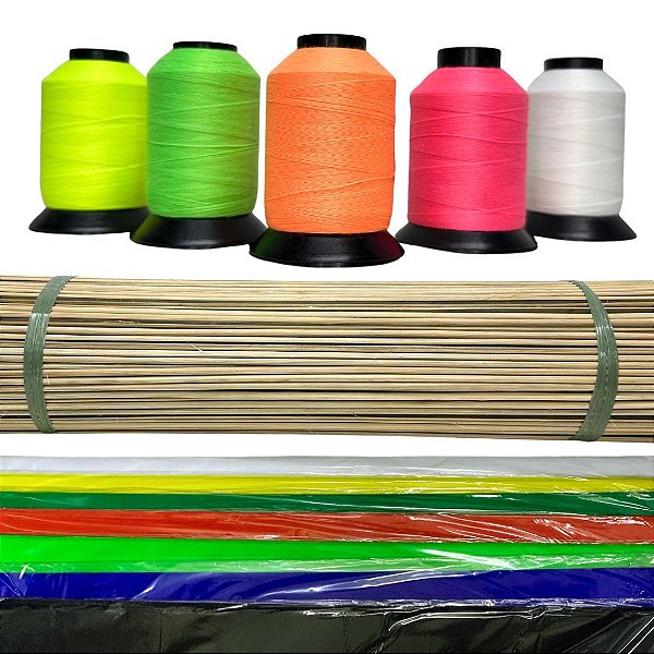Kit 100 Varetas De Bambu 70cm + 100 Folhas De Seda + Linha para Armação