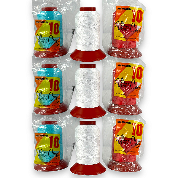 Kit 9 Linha Vera Cruz Fio 10 Para Pipa 500 Jardas Tex 85