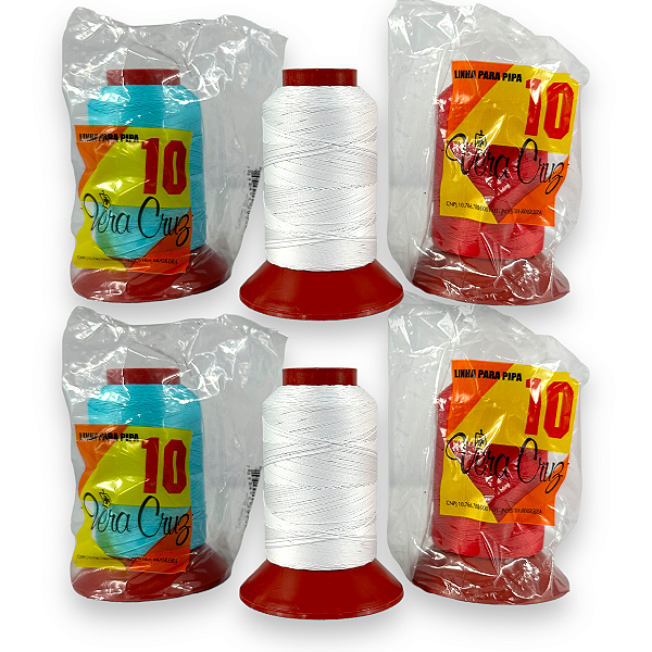 Kit 6 Linha Vera Cruz Fio 10 Para Pipa 500 Jardas Tex 85