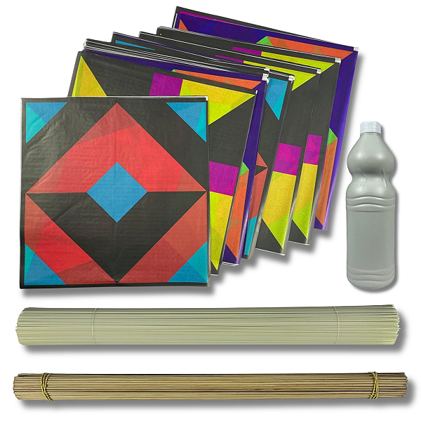 Kit Raia: Bambu 55cm, Fibra 2.0, Seda 35cm e Cola Branca