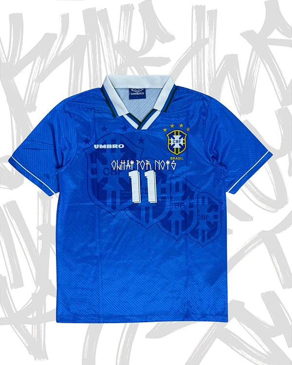 CAMISETA AZUL BRAZIL 1994 OLHAI POR NÓIS