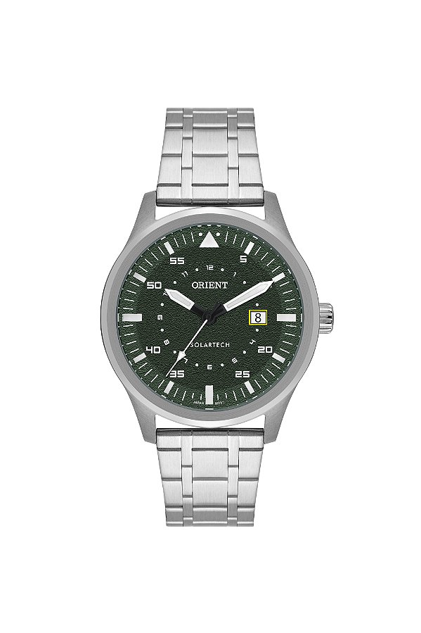 RELÓGIO ORIENT SOLARTECH MASCULINO VERDE MBSS1487 E1SX PRATA