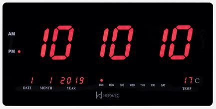 Relógio de Parede Digital Led Vermelho com Calendário e Temperatura - ref. 6464