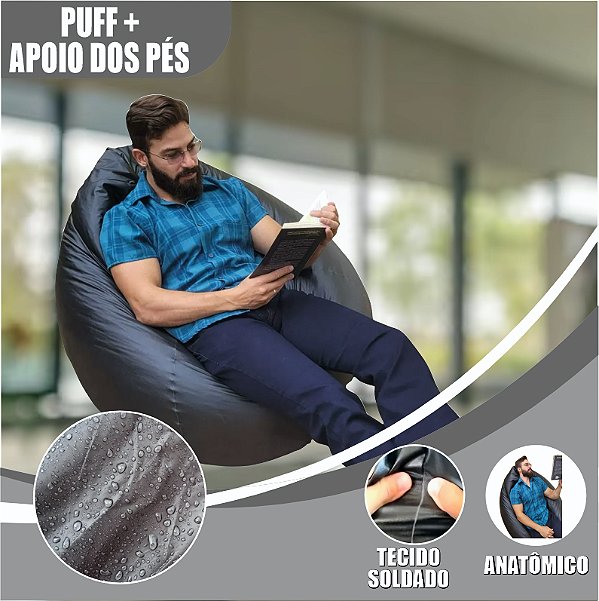 Puff com Apoio de Pés - Tecido Sintético Impermeável