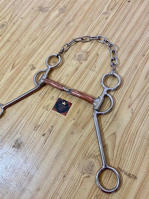Freio Bridão 4 Rédeas Em Inox com bocal banhado em bronze Primeira Linha