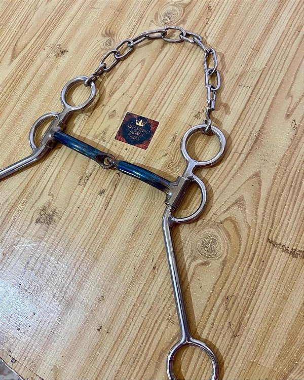 Freio Bridão 4 Rédeas Em Inox com bocal em Ferro Primeira Linha