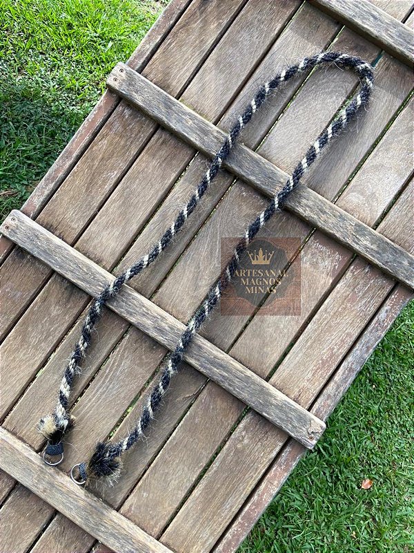Rédea De Cavalo Grossa Crina Cabelo Luxo + Biqueira Em Couro