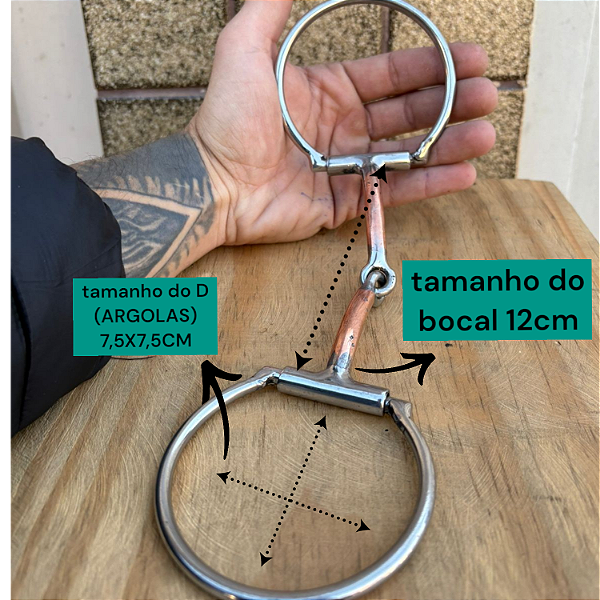 Bridão D Inox Embocadura Bocal Cobre Articulado Para Cavalo