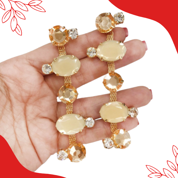 Cabedal Lateral Oval com Strass
