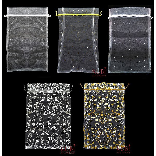 Saco de Organza com Cordão  Com 100 unidades 22x34cm
