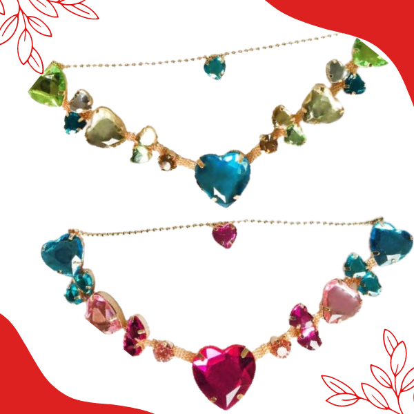 Cabedal Coração com corrente Banhado