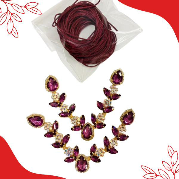 Cabedal flor com pedras oktant + 12 metros fio de seda