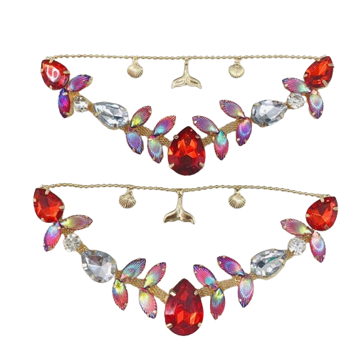 Cabedal sereia com corrente e pino