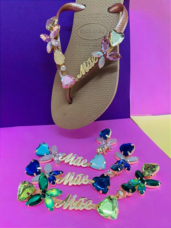 Cabedal  Banhado Mãe com Borboletas e pino