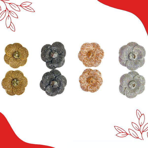 Aplique De Flor Tecido Com Strass - PAR