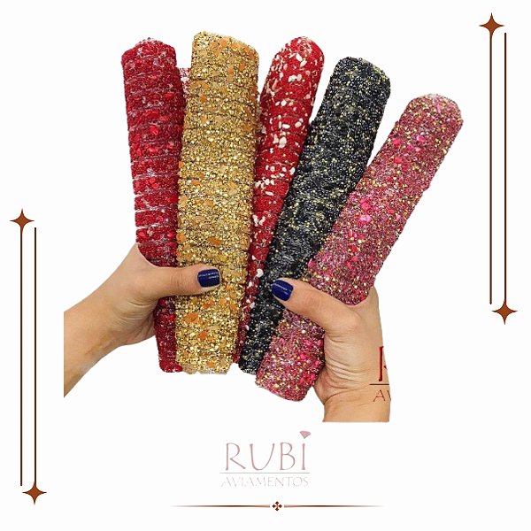 Manta Cascalho Termocolante 20x40 22 Tiras de 1cm Customização de Chinelos, Tiaras e Laços