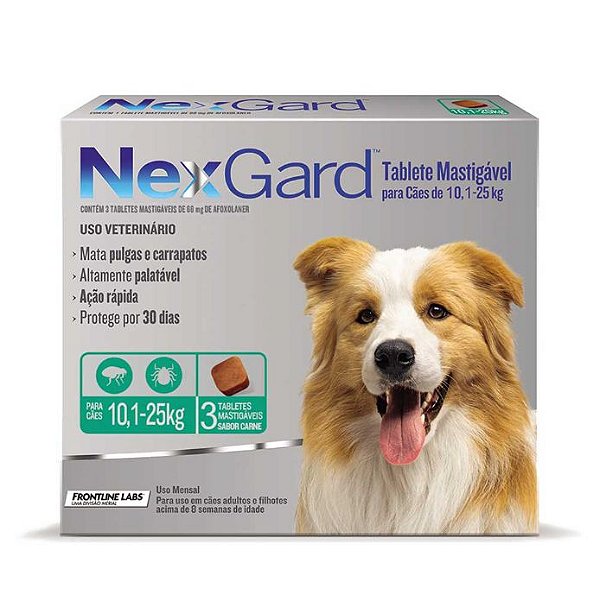 Nexgard G (10 a 25kg) Cartela 3 Tabletes