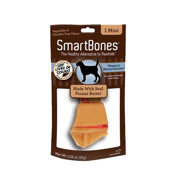 Smartbones Disp Peanut Butter Mini 16G