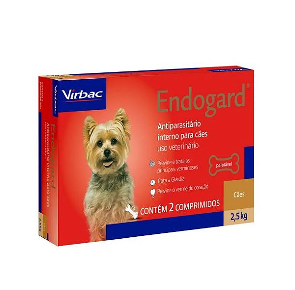 Antiparasitário Virbac Endogard para Cães de Até 2.5 Mg 2 Comp