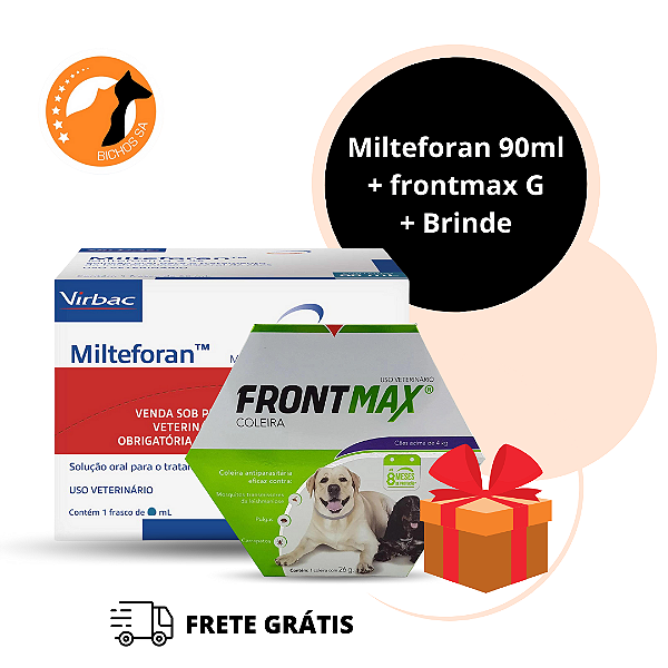 Milteforan Virbac 90 ml + Coleira Frontmax G + Brinde