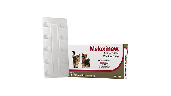 Anti-inflamatório Vetnil Meloxinew Meloxicam 0,5 mg para Cães - 10 comprimidos