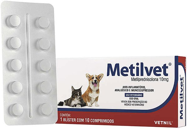 Anti-inflamatório Vetnil Metilvet 10 mg para Cães e Gatos