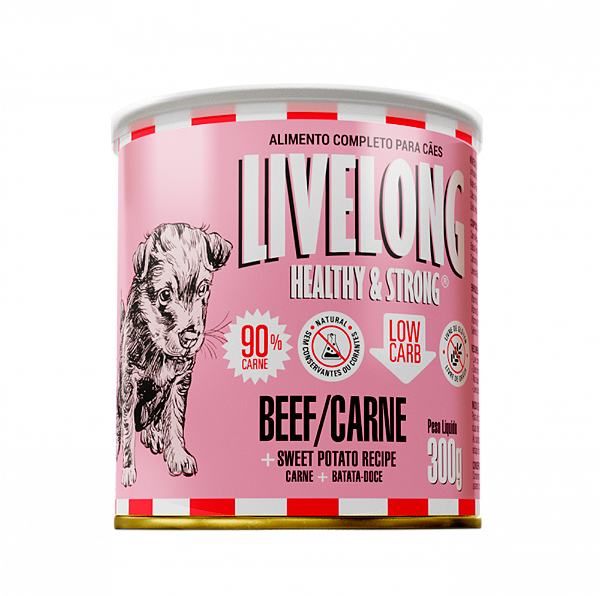 Alimento Úmido Cães Livelong Sabor Carne 300g