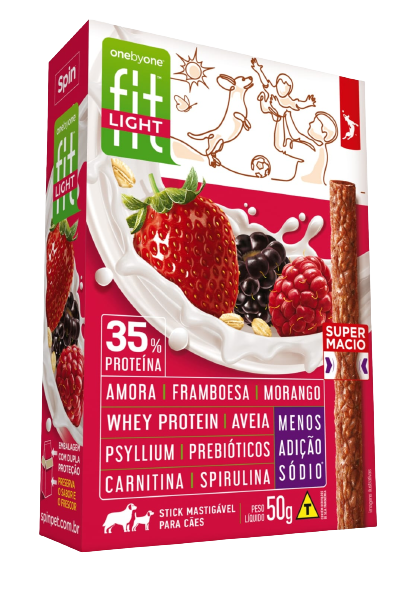 Petisco Stick Fit Spin Pet Light Amora Franboesa e Morango 50g para Cães