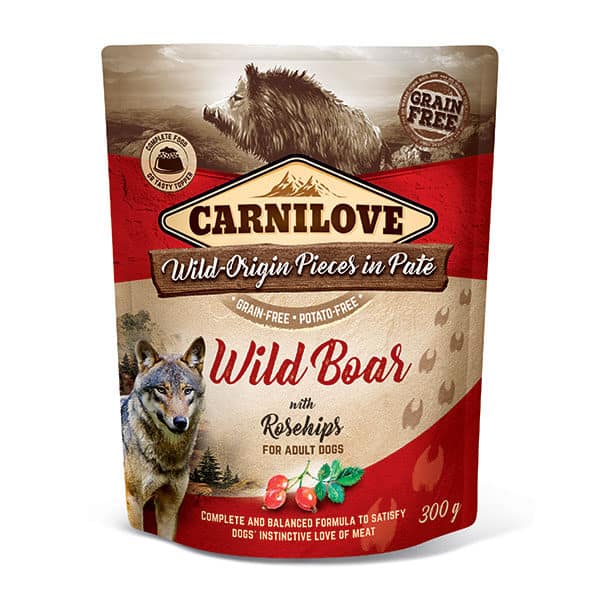 CARNILOVE DOG POUCH PATE WILD BOAR WITH ROSEHIPS 300 G