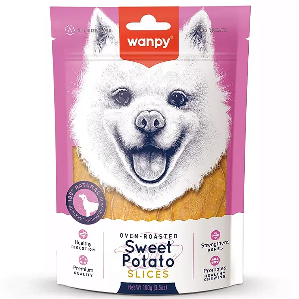 Petisco para cachorro Wanpy fatias de batata-doce 100g