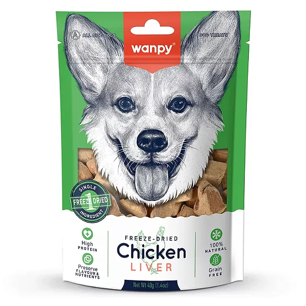 Petisco para cachorro Wanpy freeze dried fígado de frango 40g