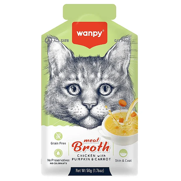 Petisco para gato Wanpy caldo sabor frango com abóbora e cenoura 50g
