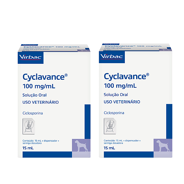 Combo 2 Cyclavance  15ml Virbac 100 mg/mL para Cães