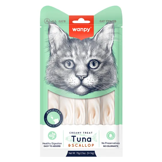 Petisco para gatos Wanpy Creamy Sabor Atum e Vieira 70g
