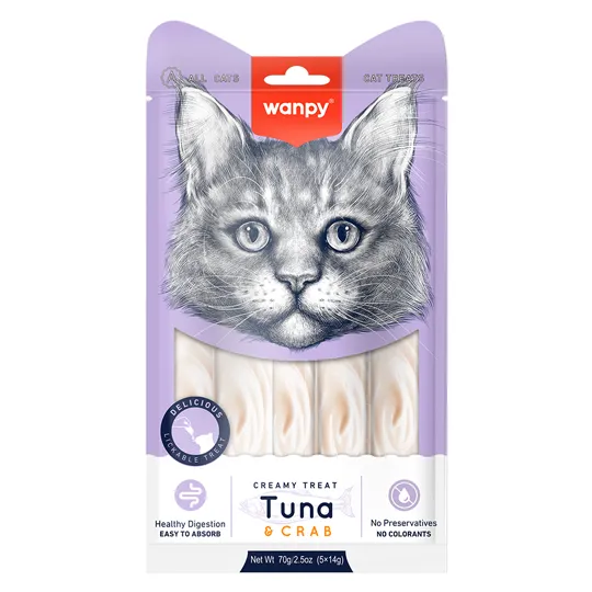 Petisco para gatos Wanpy Creamy Sabor Atum e Caranguejo 70g