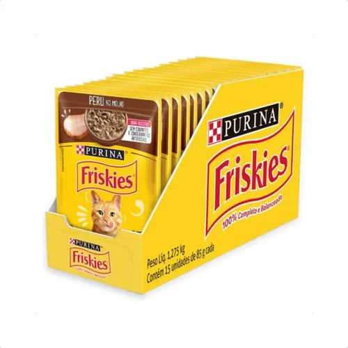 Kit 15 Friskies Sachês Para Gatos Adultos Sabor Peru 85g