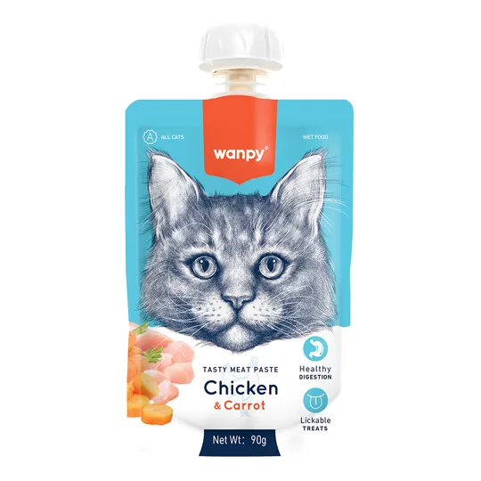 Petisco Para Gato Wanpy Creamy Sachê Frango e Cenoura 90g
