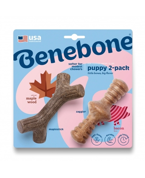 Brinquedo Mordedor Benebone Puppy Maple+zaggler 2 unidades