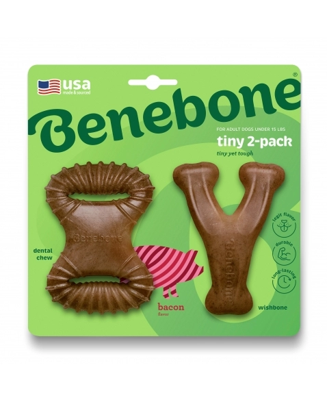 Brinquedo Mordedor Benebone Tiny Bacon 2 unidades