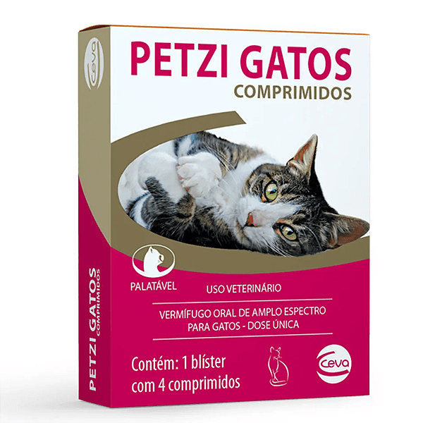 Vermífugo Ceva Petzi Gatos 4kg 4 Comprimidos
