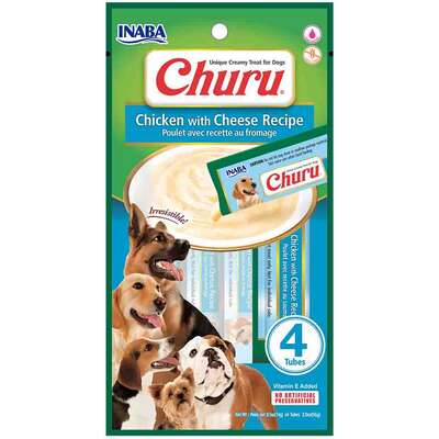 Petisco Churu para Dog Sabor Frango com Queijo 4 tubos