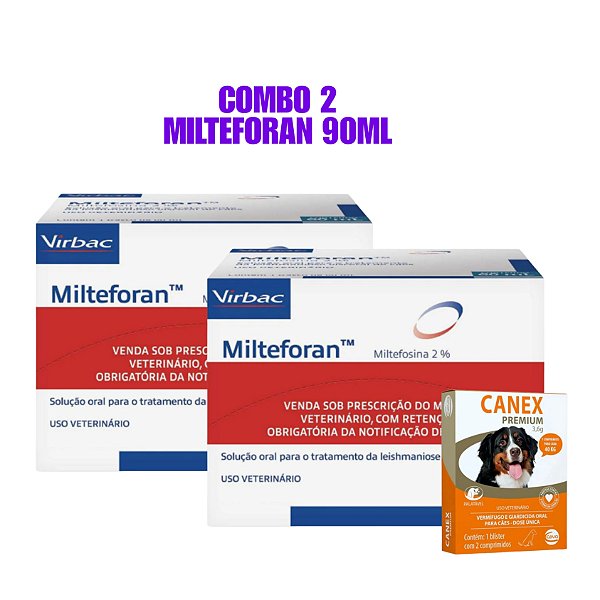 Kit 2 Milteforan Virbac 90ml BRINDE CANEX