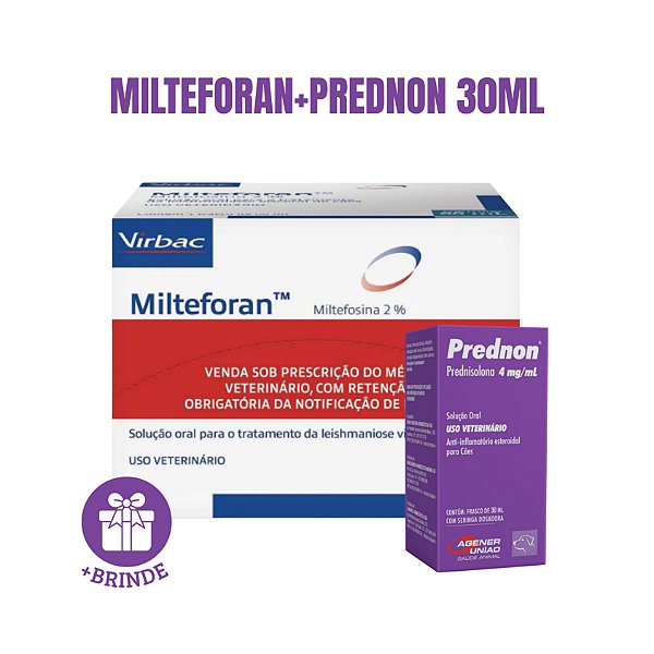 Milteforan + Prednon Oral + BRINDE E FRETE GRÁTIS
