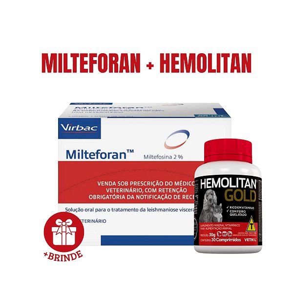 Kit Milteforan Virbac + Suplemento Hemolitan