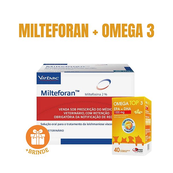 Kit Milteforan Virbac + Suplemento OmegaTop 3 + BRINDE E FRETE GRÁTIS