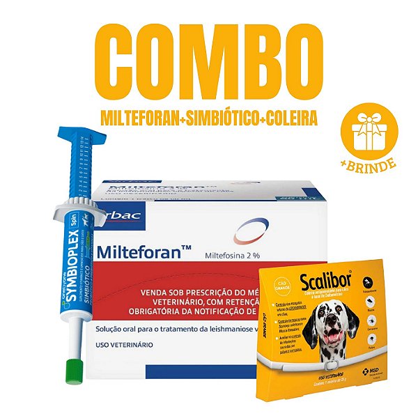 Combo Milteforan Virbac + Coleira Scalibor + Simbiótico Symbioplex