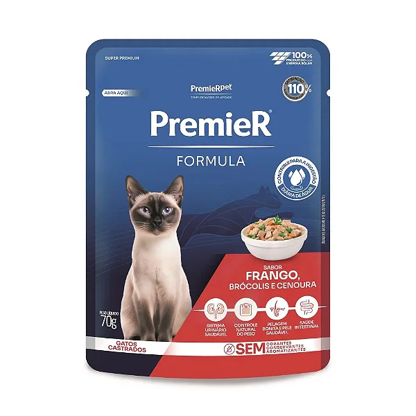 Sachê Premier Gatos Frango Brócolis Cenoura 70g
