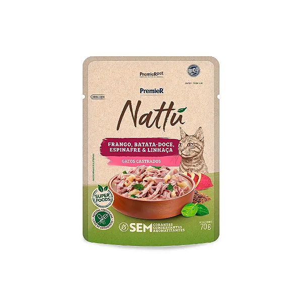 Sache Premier Nattu Umidos Gatos Cast Fran/Bat Doce 70g