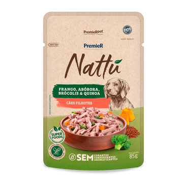 Ração Úmida Premier Nattu Cães Filhotes Frango e Abóbora 85 g