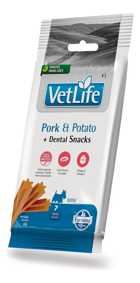 Petisco Vet Nat Snack Can Pork Potato Adt Mini 60g
